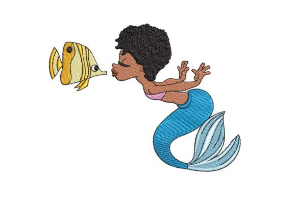 African Mermaid Girl with a Fish Embroidery Design Review
