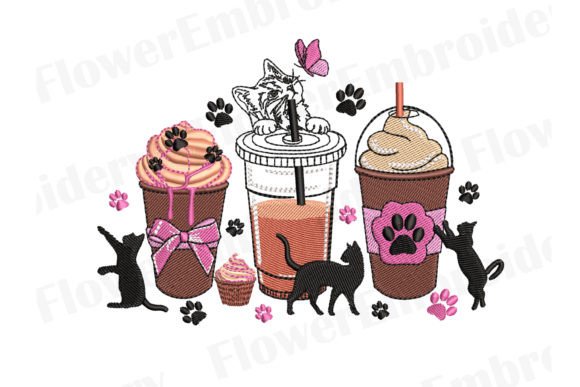 Cats and Coffee Cups Embroidery Review