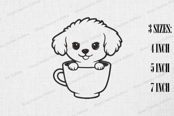 Cute Bichon Frise Dog in Coffee Cup Embroidery Review