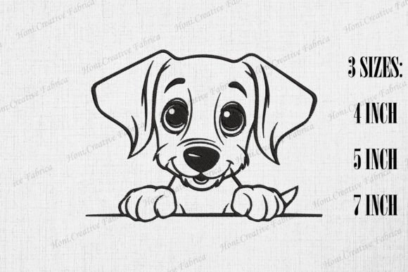 Cute Dachshund Dog Peeking Wall Embroidery