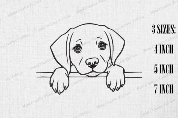 Cute Labrador Retriever Dog Peeking Wall Embroidery