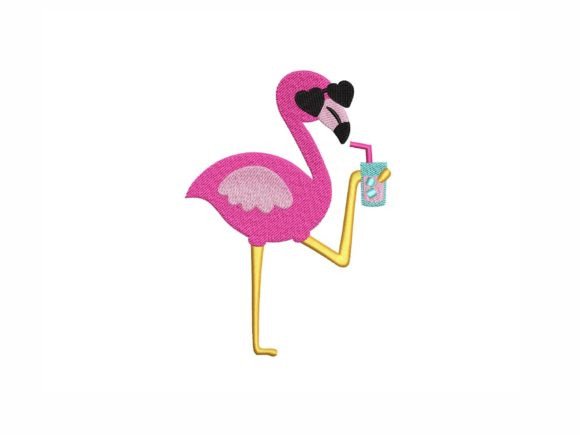Flamingo with Drink Embroidery Review