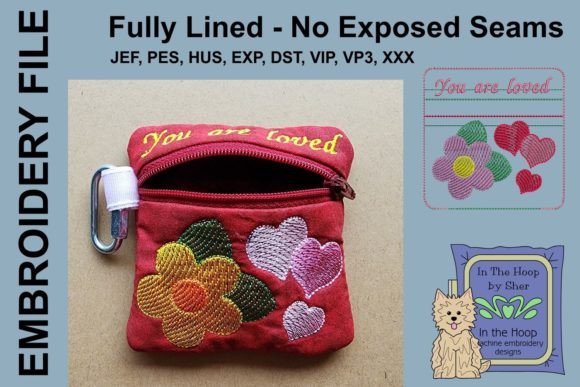 You Are Loved Mini Zipper Bag Embroidery